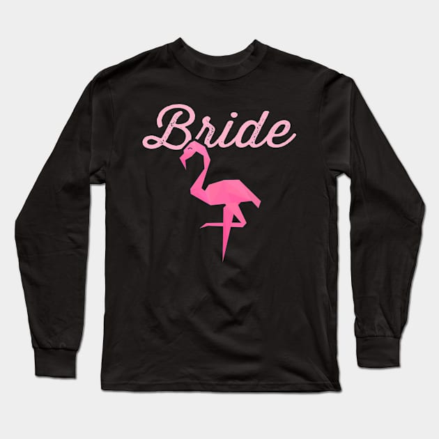 Beach Bride Flamingo Bride Shirt, Flaming Bride Shirt - Beach Bride Flamingo Bride Shirt, Wedding Party Matching Shirts, Long Sleeve T-Shirt by BlueTshirtCo